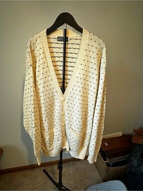 VTG Lord & Taylor The Man's Shop Birdseye Knit V-Neck Cardigan L